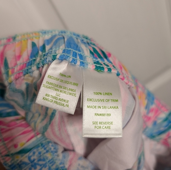 Lilly Pulitzer Womens Taron Linen Pants Sea Turtle Soiree Blue Pink Size XS - Picture 5 of 5